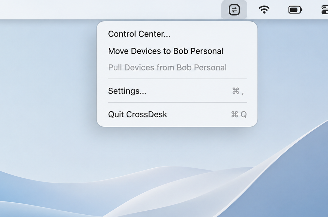 Transfer from Menu Bar